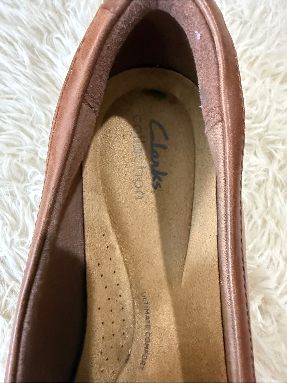 Clarks Westlynn Bella Tan Leather Loafers Women’s 12 W Wide Tassel Shoes NWOB - Picture 3 of 8